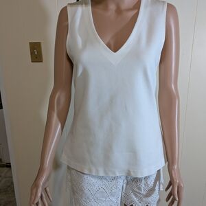 J. Crew White Fitted Tank Top with Elegant V-Neck